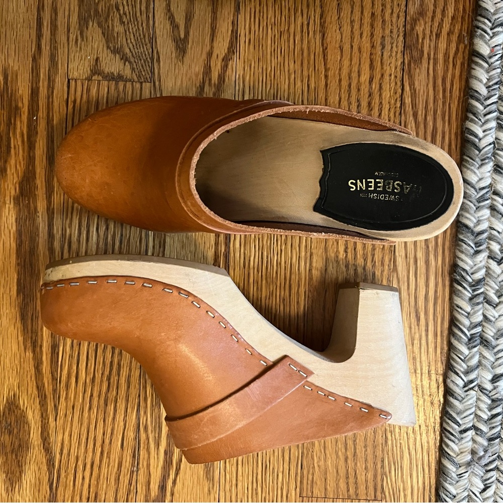 Swedish Hasbeen Tan Slip-On Clogs